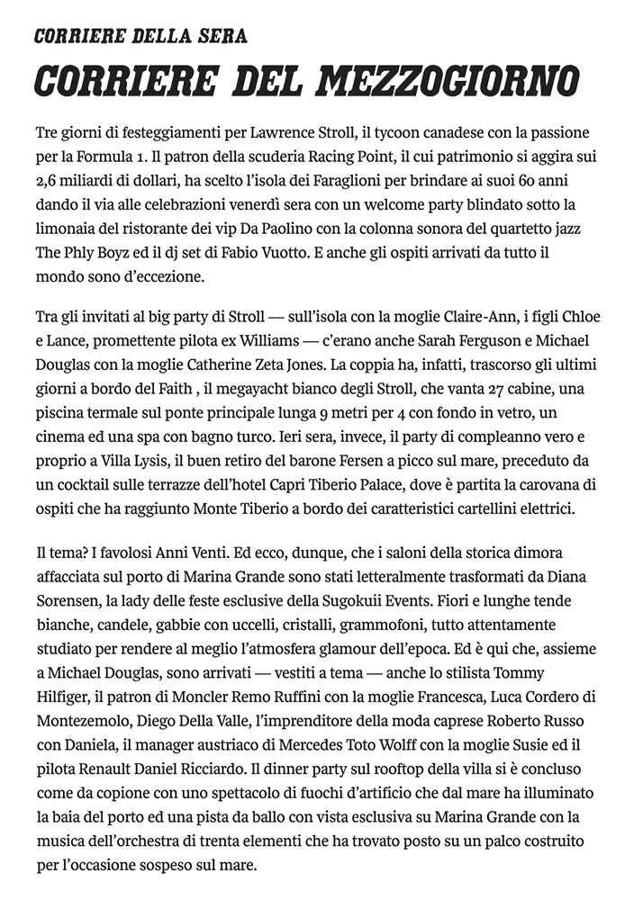 Party Anni Venti Organizzato Dal Tycoon Lawrence Stroll — Corriere Del Mezzoggiorno, Sugokuii Events